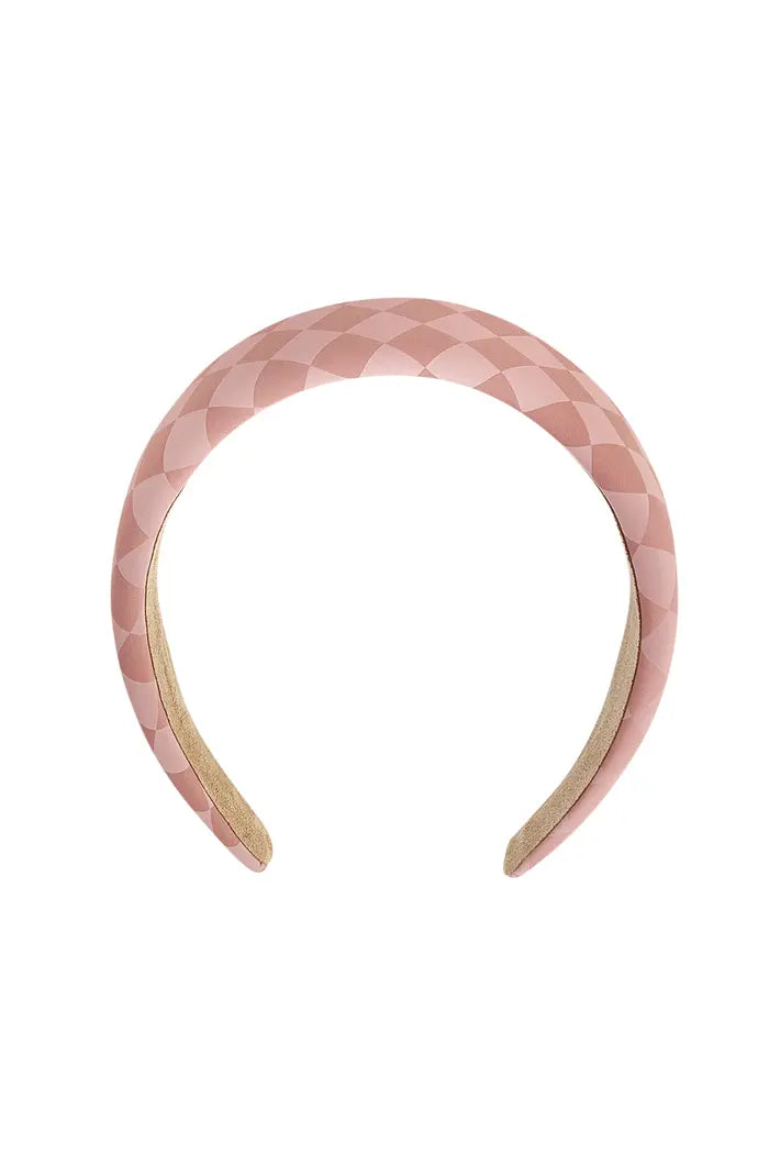 Haarband ruitpatroon roze
